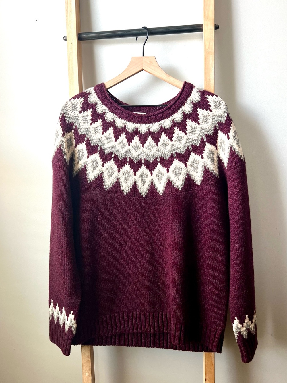 L.L.Bean Plum Fair Isle Knit Sweater